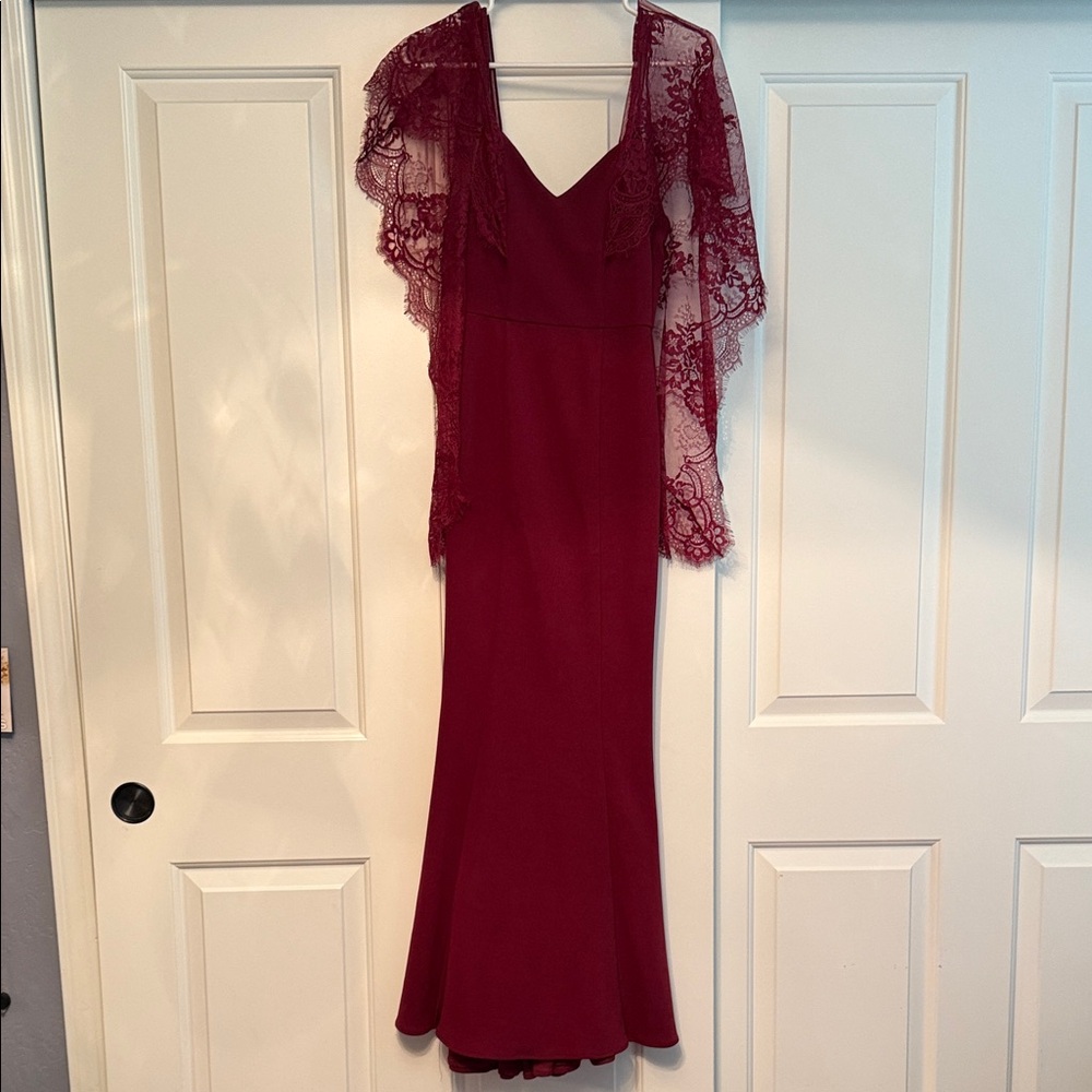 Lulu's Deep Red Maxi Dress with Lace Detail